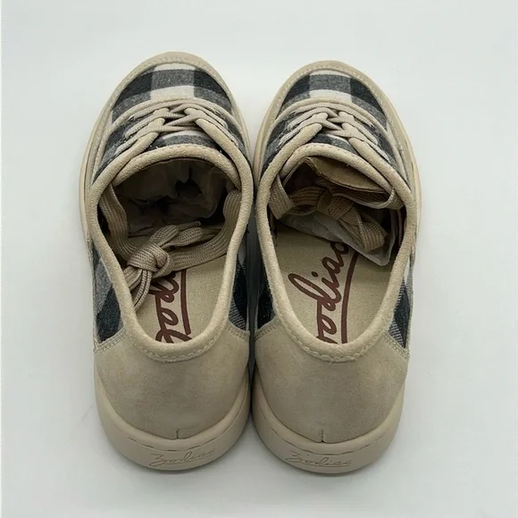 Zodiac Cheezburger Plaid Lace-Up Sneakers Women’s Size 8M Black White Tan NWB - Picture 7 of 11